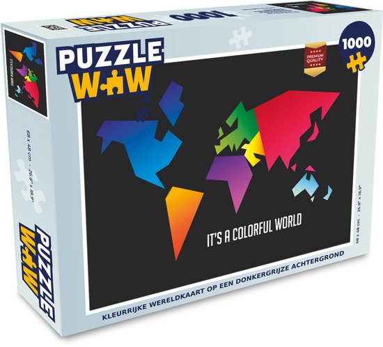 Puzzle Cartes du monde à la Trendy 1000 pièces - Carte du monde colorée ...