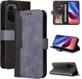 Voor Geschikt voor Xiaomi Redmi K40/K40 Pro/Poco F3/Mi 11i Zakelijke Stiksels-Kleur Horizontale Flip PU Lederen Case met Houder & Kaartsleuven & Fotolijst (Grijs)