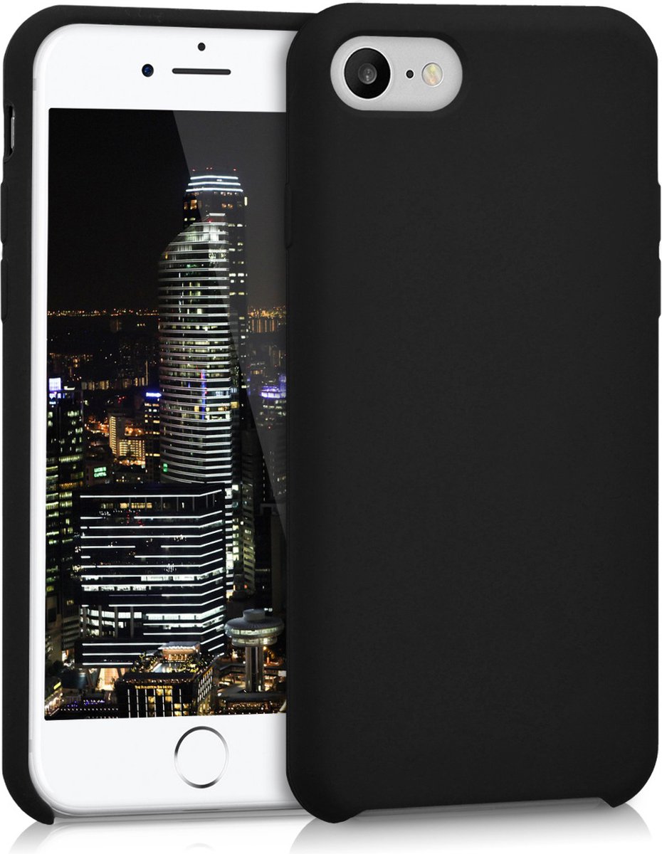 kwmobile telefoonhoesje geschikt voor Apple iPhone SE (2022 / 2020) / iPhone 8 / 7 - Hoesje met siliconen coating - Smartphone case in zwart