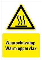 Bord met tekst waarschuwing warm oppervlak - kunststof - W017 210 x 297 mm