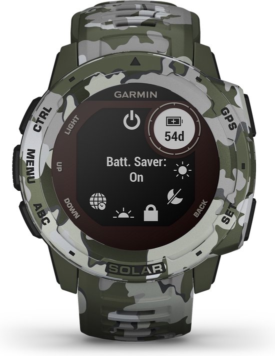 Garmin Instinct Solar - Smartwatch - Robuust GPS Sporthorloge - Zon Oplaadbaar - 45mm - Groen Camo Edition - Garmin