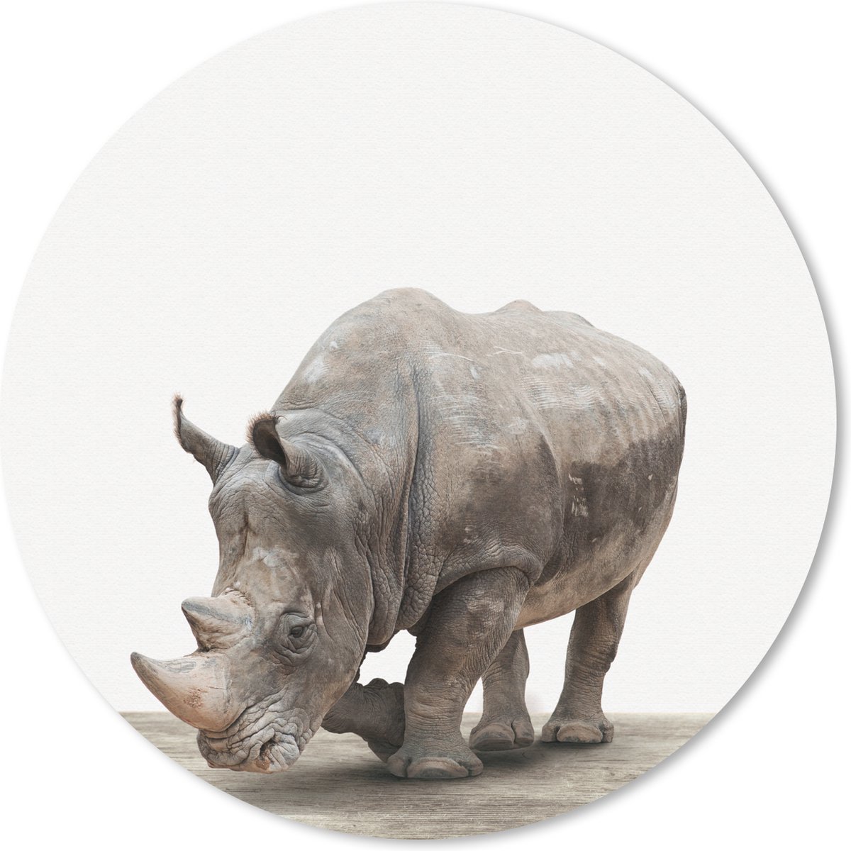 Muismat Animalprintshop - Neushoorn dierenprint Muismat rond - 20x20 cm - Muismat met foto