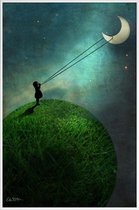 JUNIQE - Poster in kunststof lijst Chasing The Moon -30x45 /Grijs &