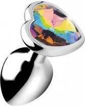 Rainbow Prism Heart Anal Plug - Small - Silver