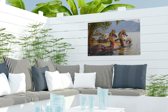 Affiche de jardin Pura Ulun Danu Bratan Temple - Dragons au Pura Ulun Danu Bratan Temple on Bali affiche de jardin en vrac 60x40 cm - Toile de jardin / Toile d'extérieur / Peintures pour l'extérieur (décoration de jardin)