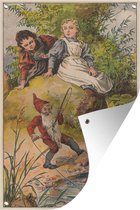 Décoration murale Illustration d'un gnome - 120x180 cm - Poster de jardin - Toile de jardin - Poster extérieur