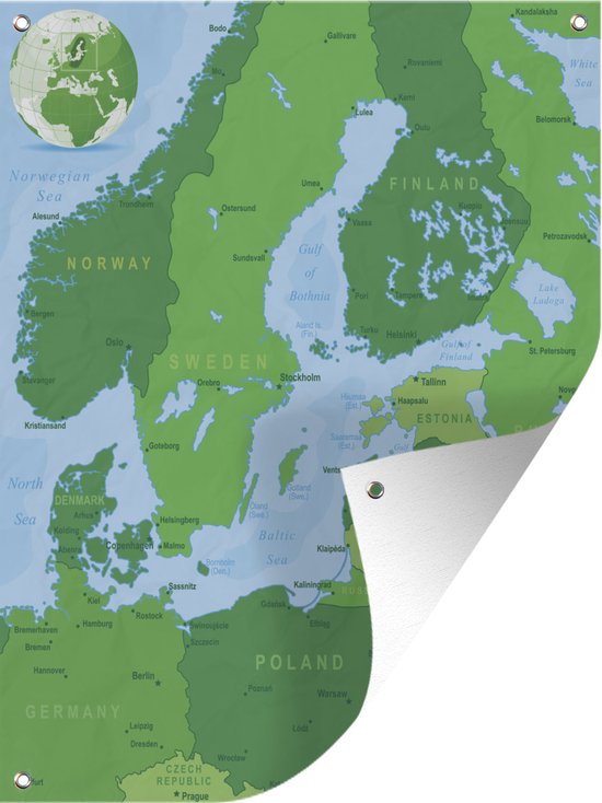 Une illustration détaillée d'une carte de la région de la mer Baltique  affiche de... | bol.com