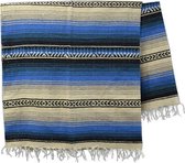 Mexicaanse deken - falsa - wol - 215 x 150 cm - Blauw - LHGZZ0blu