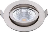 EcoDim - LED Spot - Inbouwspot - ED-10024 - 5W - Waterdicht IP54 - Dimbaar - Dim to Warm - Warm Wit 2000K-3000K - Geborsteld Nikkel - Aluminium - Rond - Kantelbaar - BSE