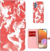 Voor Samsung Galaxy A32 4G Cloud Fog Pattern Horizontal Flip Leather Case met Houder & Card Slot & Wallet (Rood)