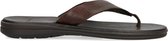 Manfield - Heren - Donkerbruine leren slippers - Maat 46