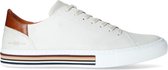 Manfield - Heren - Off white leren sneakers met gestreepte zool - Maat 45