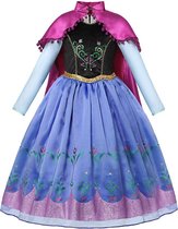 Prinses - Prinses Anna jurk met cape - Frozen - Prinsessenjurk - Verkleedkleding - Maat 98/104 (2/3 jaar)