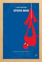 JUNIQE - Poster in houten lijst Spiderman -30x45 /Blauw & Rood