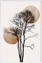 JUNIQE - Poster in kunststof lijst Sun And Moon Hiding Gold -30x45