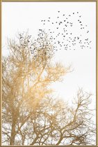 JUNIQE - Poster met kunststof lijst Golden Skies -30x45 /Ivoor