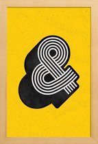 JUNIQE - Poster in houten lijst Ampersand geel -30x45 /Geel & Zwart