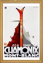 JUNIQE - Poster met houten lijst Vintage Frankrijk Chamoix -40x60
