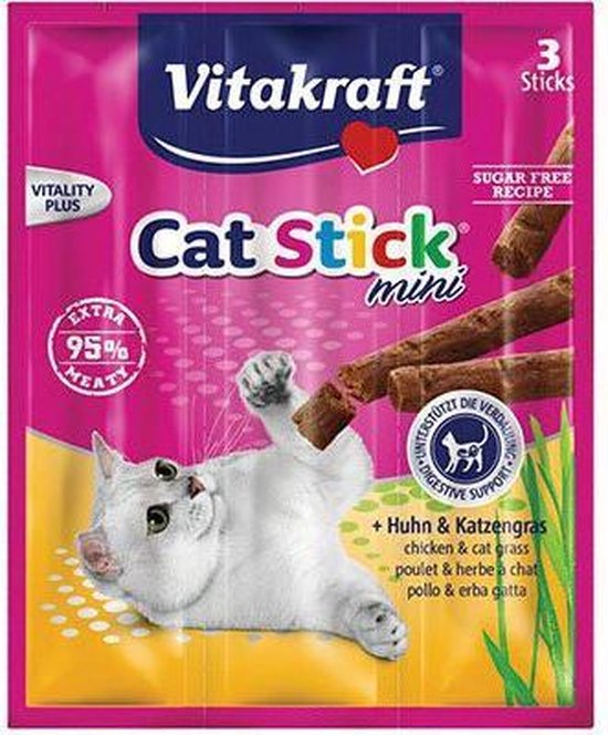 Vitakraft cat-stick mini kip / kattengras