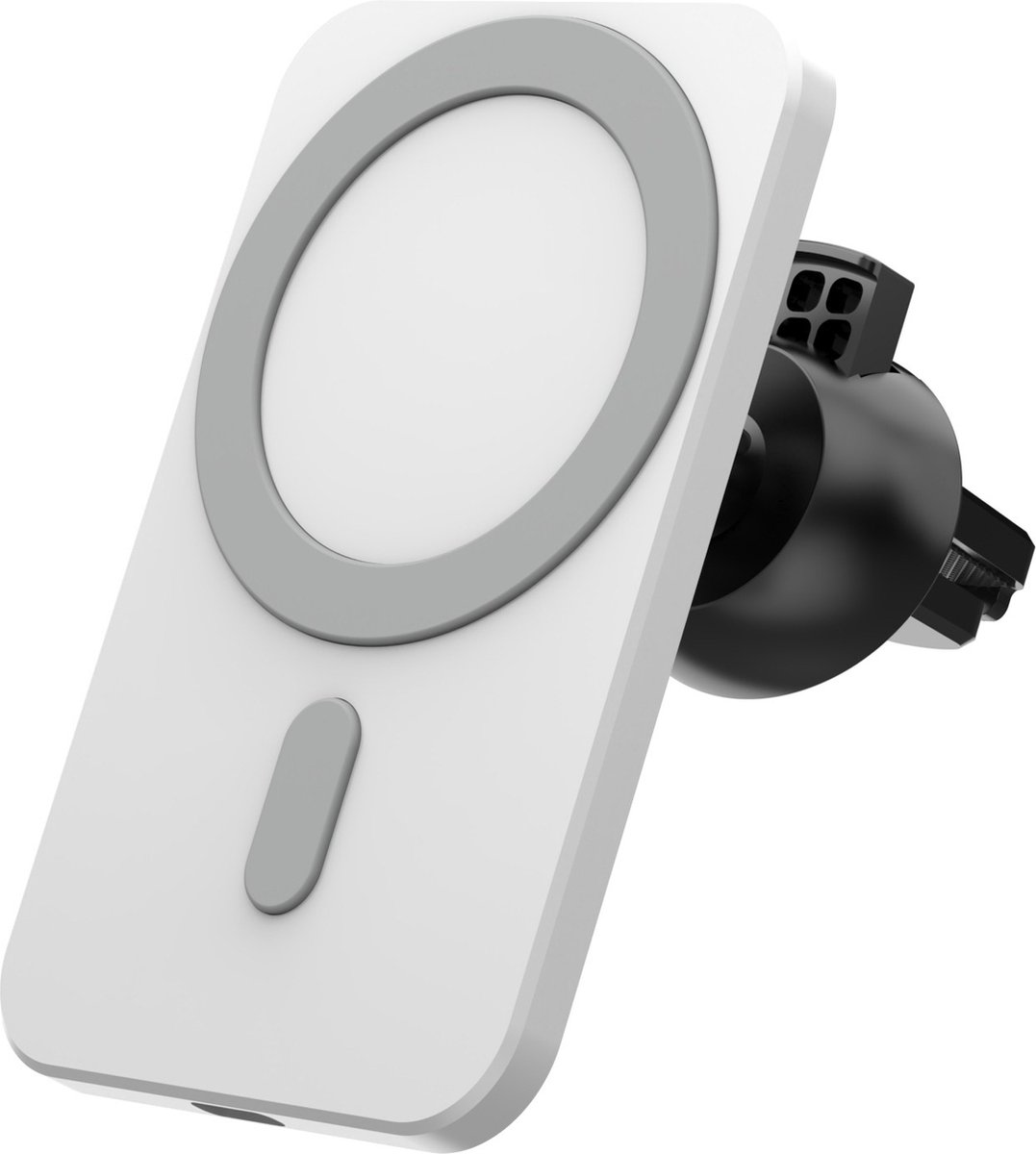 Autohouder / Telefoonhouder Auto bevestiging op Ventilatierooster met telescopische Arm geschikt voor Apple iPhone 12 / magnetische ring & oplaadfunctie - Wit