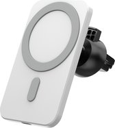 Autohouder - Telefoonhouder Auto bevestiging op Ventilatierooster met telescopische Arm geschikt voor Apple iPhone 12 / magnetische ring & oplaadfunctie - Wit