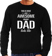 Awesome new dad - sweater zwart voor heren - Aanstaande vader/ papa cadeau S
