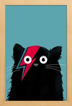 JUNIQE - Poster in houten lijst Cat - Hero 2 -30x45 /Turkoois & Zwart