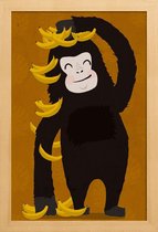 JUNIQE - Poster in houten lijst Gorilla Orange -30x45 /Oranje & Zwart