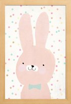 JUNIQE - Poster in houten lijst Hase 2 -20x30 /Roze & Wit