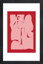JUNIQE - Poster in houten lijst Abstracte -40x60 /Rood & Roze