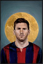 JUNIQE - Poster in kunststof lijst Football Icon - Lionel Messi -20x30