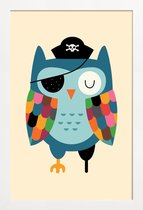 JUNIQE - Poster in houten lijst Captain Whooo -30x45 /Kleurrijk