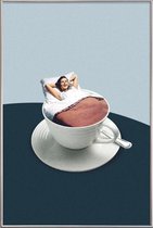 JUNIQE - Poster met kunststof lijst Morning Rituals -20x30 /Blauw &