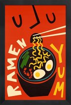 JUNIQE - Poster in houten lijst Yum Ramen -20x30 /Rood