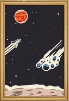 JUNIQE - Poster met houten lijst Space Rocket -30x45 /Zwart
