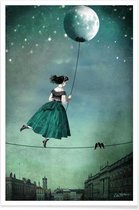 JUNIQE - Poster Moonwalk -20x30 /Blauw & Grijs