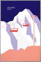 JUNIQE - Poster met kunststof lijst Les Alpes -30x45 /Blauw & Grijs