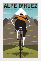 JUNIQE - Poster in houten lijst Alpe d'Huez -60x90 /Blauw & Grijs