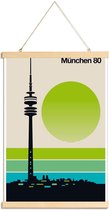 JUNIQE - Posterhanger Vintage München 80 -60x90 /Groen & Ivoor