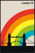 JUNIQE - Poster met kunststof lijst Vintage Londen 74 -13x18