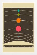 JUNIQE - Poster in houten lijst Vintage zonnestelsel reizen -30x45