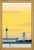 JUNIQE - Poster met houten lijst Berlijn - retro -13x18 /Geel