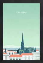 JUNIQE - Poster in houten lijst Wenen - retro -20x30 /Blauw