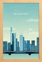 JUNIQE - Poster in houten lijst Frankfurt - retro -40x60 /Blauw