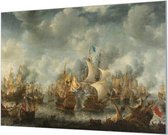 Wandpaneel Slag bij Ter Heijde van Jan Abrahamsz  | 210 x 140  CM | Zilver frame | Wandgeschroefd (19 mm)