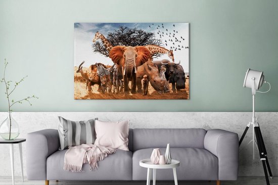 Olifant Schilderij - Dieren - Luipaard - Leeuw - Buffalo - Neushoorn -  Zebra - Giraffe... | bol