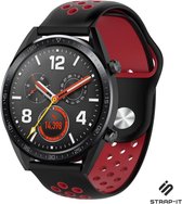 Siliconen Smartwatch bandje - Geschikt voor  Huawei Watch GT sport band - zwart rood - 46mm - Strap-it Horlogeband / Polsband / Armband