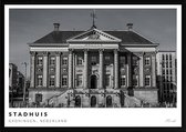 Poster Stadhuis Groningen - A2 - 42 x 59,4 cm - Inclusief lijst (Zwart Aluminium)