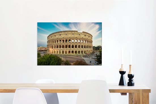 Canvas Schilderij Roman Colosseum Rome bij zonsondergang - 90x60 cm - Wanddecoratie
