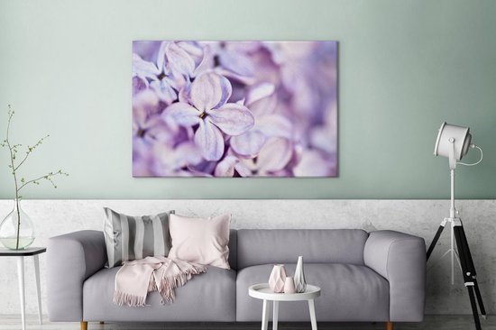 Canvas schilderij 180x120 cm - Wanddecoratie Close up van lavendel bloemen - Muurdecoratie woonkamer - Slaapkamer decoratie - Kamer accessoires - Schilderijen